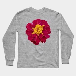 Red Marigold Floral Photo Long Sleeve T-Shirt